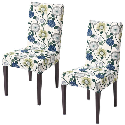 Elastic Stretchable Dining Chair Cover, Blue Dandelion Flower