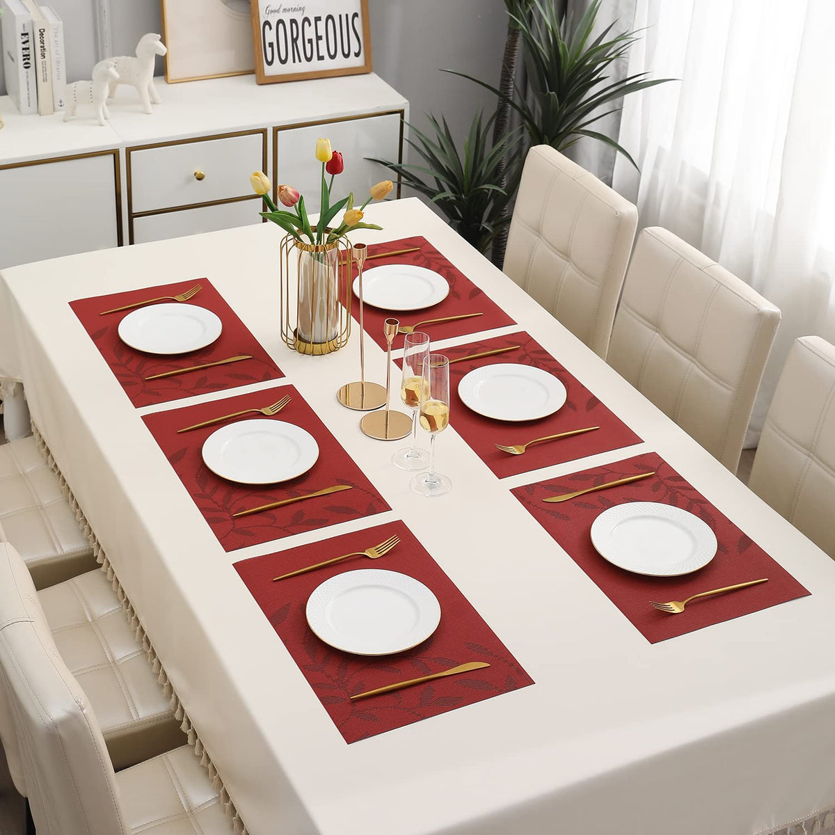 PVC Dining Table Mats, Red