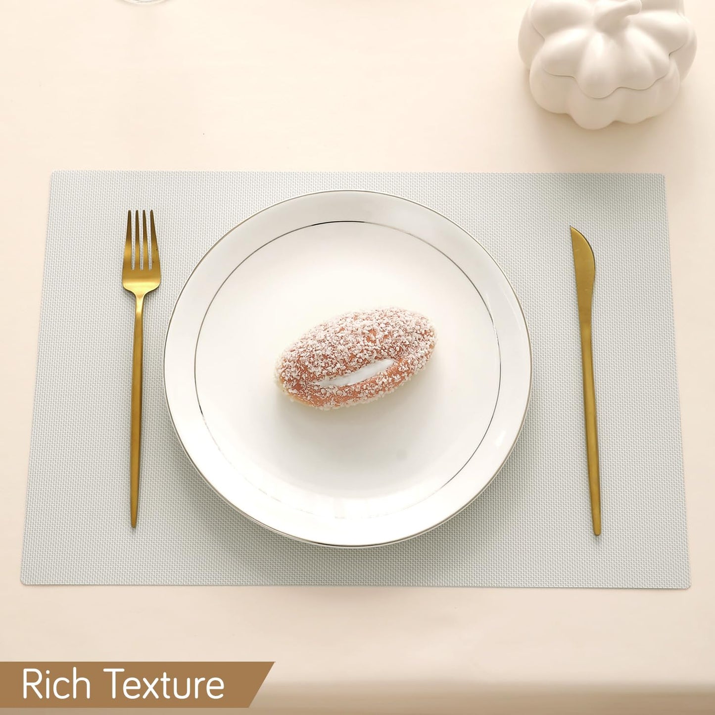 Buy Fog Grey rich texture waterproof table mat | HOKIPO