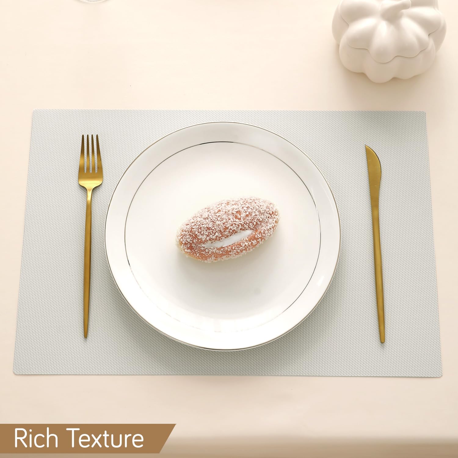 Buy Fog Grey rich texture waterproof table mat | HOKIPO