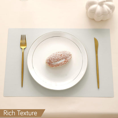 Buy Fog Grey rich texture waterproof table mat | HOKIPO