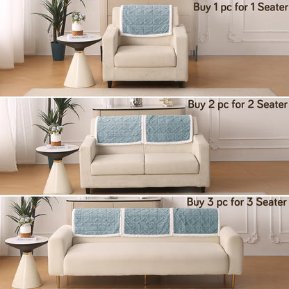 'Italian Caelora' Luxury Jacquard Plush Anti-Slip Sofa Cover Mat - Powder Blue