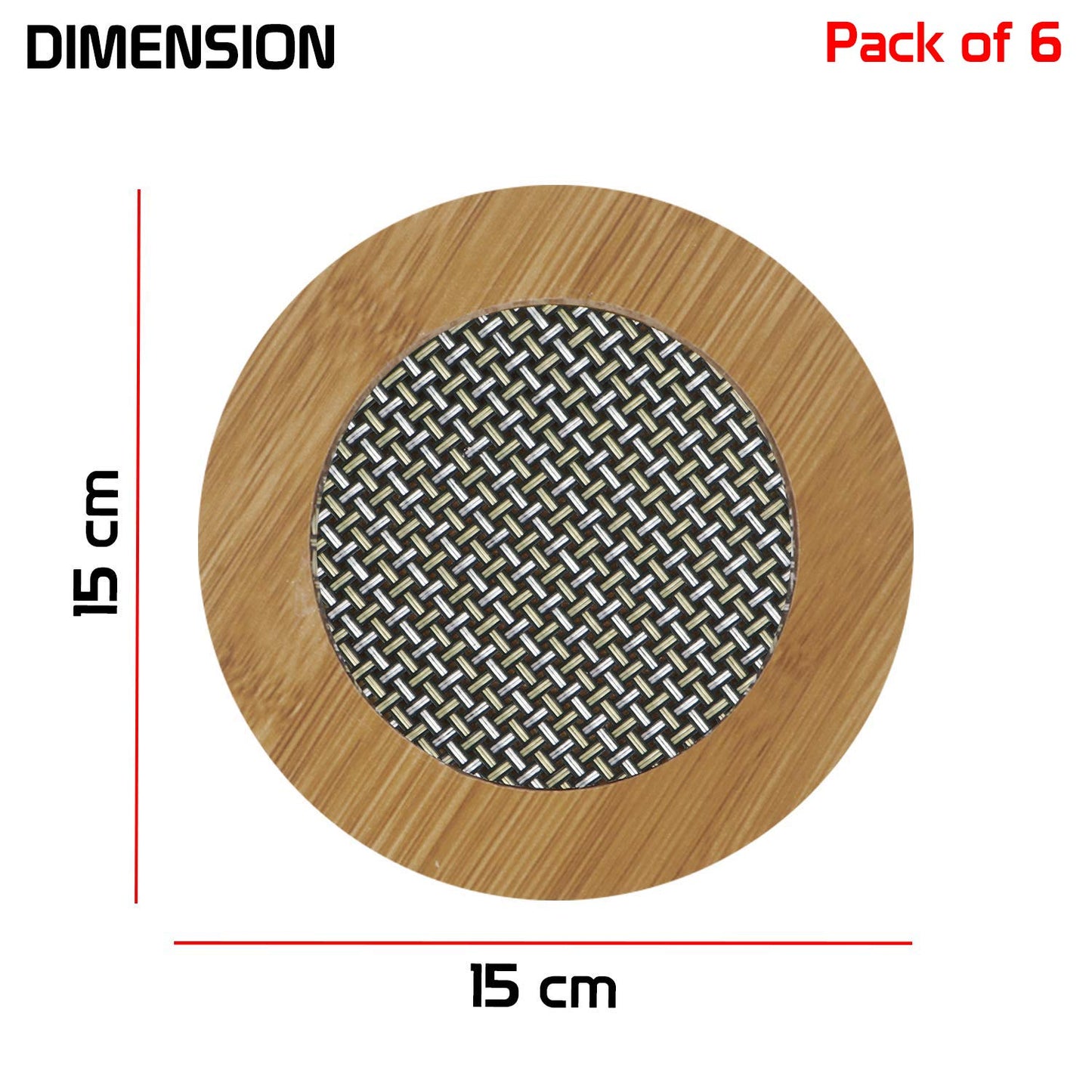 HOKIPO Bamboo Wooden Coasters for Dining Table Heat Pad for Kitchen - Pack of 2/4/6