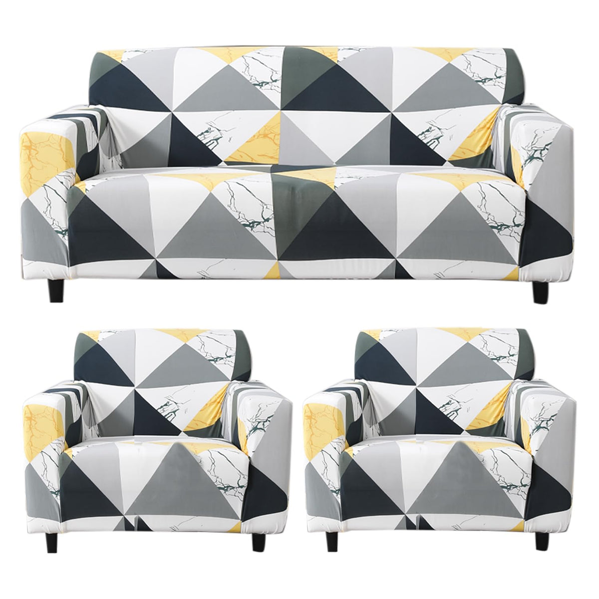Elastic Stretchable Printed Sofa Cover, Geometric Multicolor