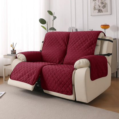 UrbanQuilt Recliner Sofa Slipcover Mat with Dual Belt for 1/2/3 Seater - Maroon