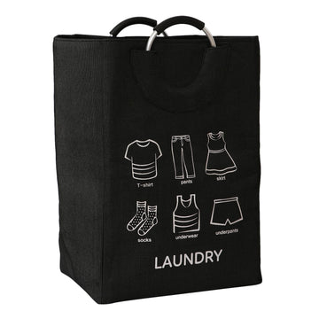 Folding Laundry Bag for Clothes Hamper Basket, Collapsible Storage Basket, Black