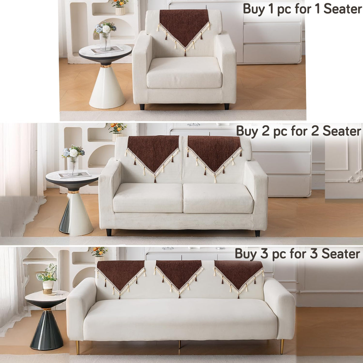 Serenity Tassel Chenille Sofa Cover with Tassel – Chestnut Luxe