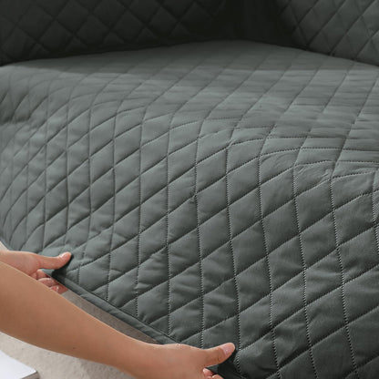 HOKIPO Quilted Reversible One Piece L Shape 4/5/6 Seater Sofa Cover Mat, Dark Grey