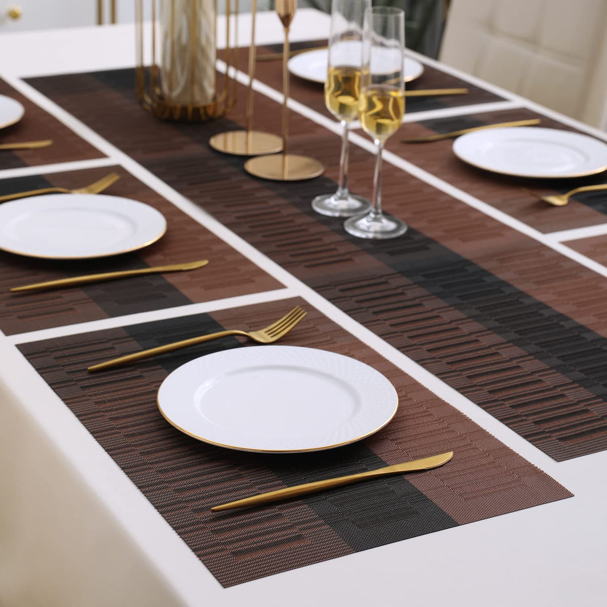 PVC Dining Table Mats, Metalic Brown