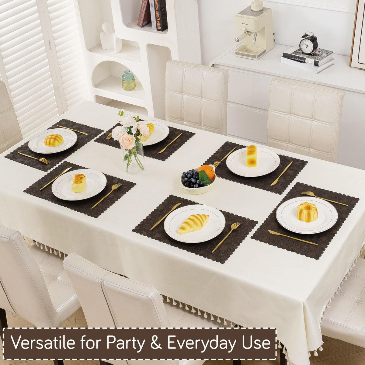 Florista Blush Royal Luxe Faux Leather Mats for Dining Table - Irish Coffee
