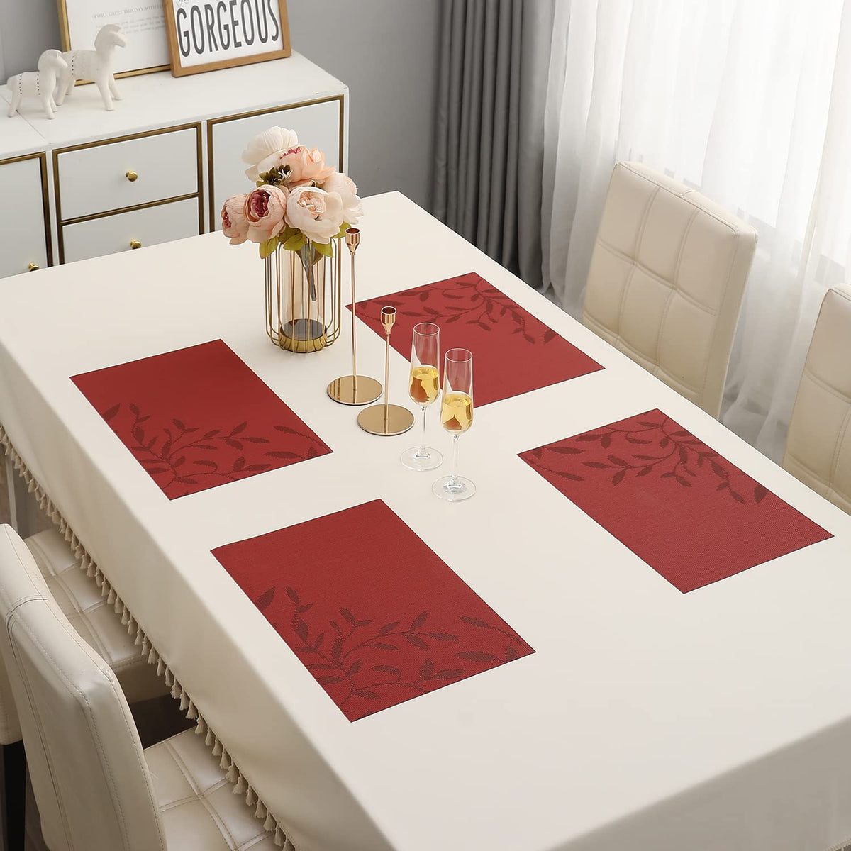 PVC Dining Table Mats, Red