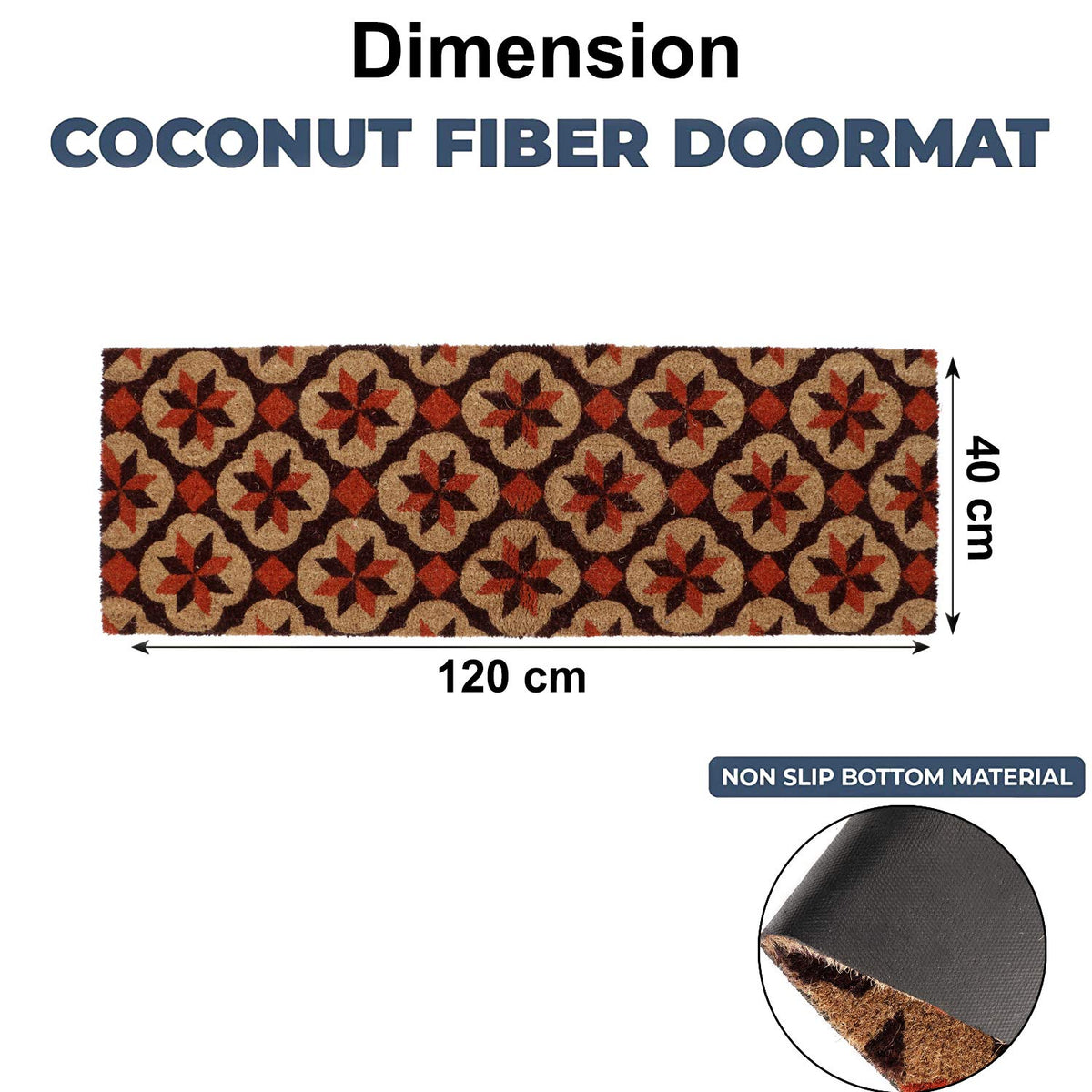 Coir Entrance Door Mat with Anti-Slip PVC Backing