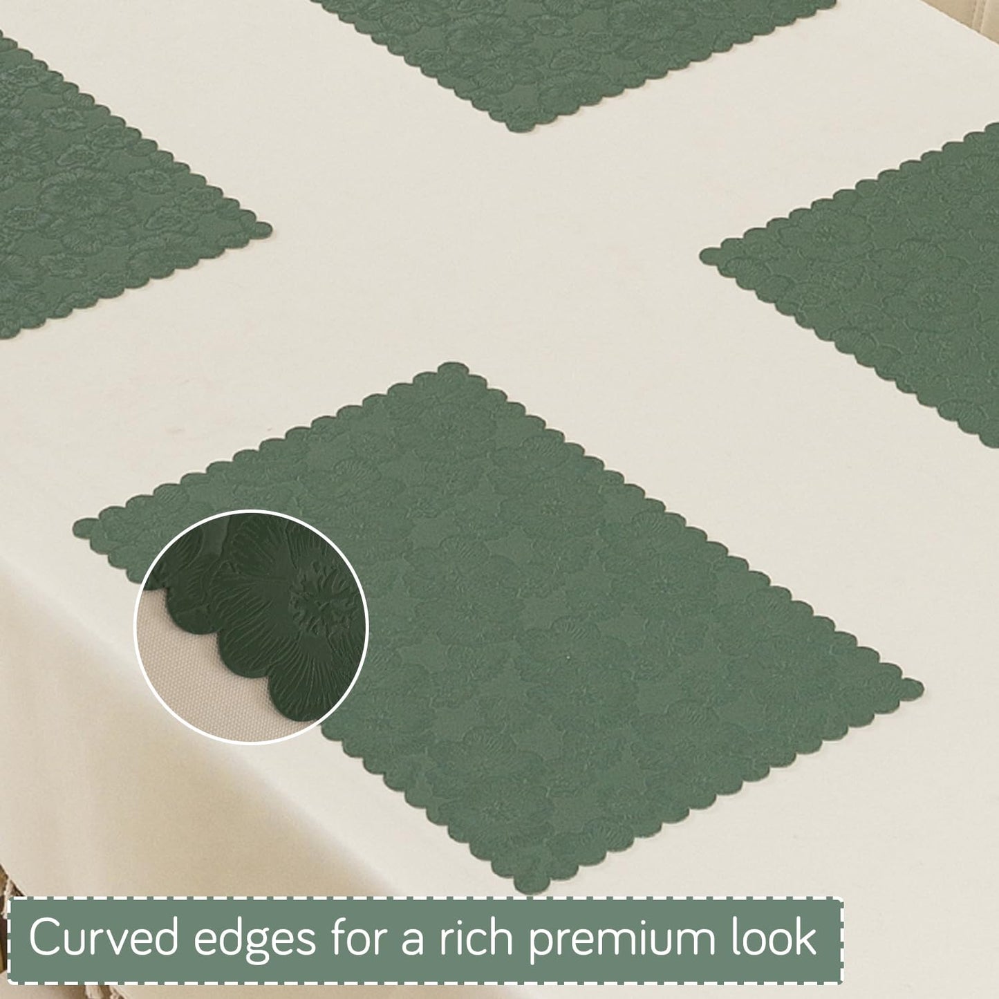 Florista Blush Royal Luxe Faux Leather Mats for Dining Table - Sage Green