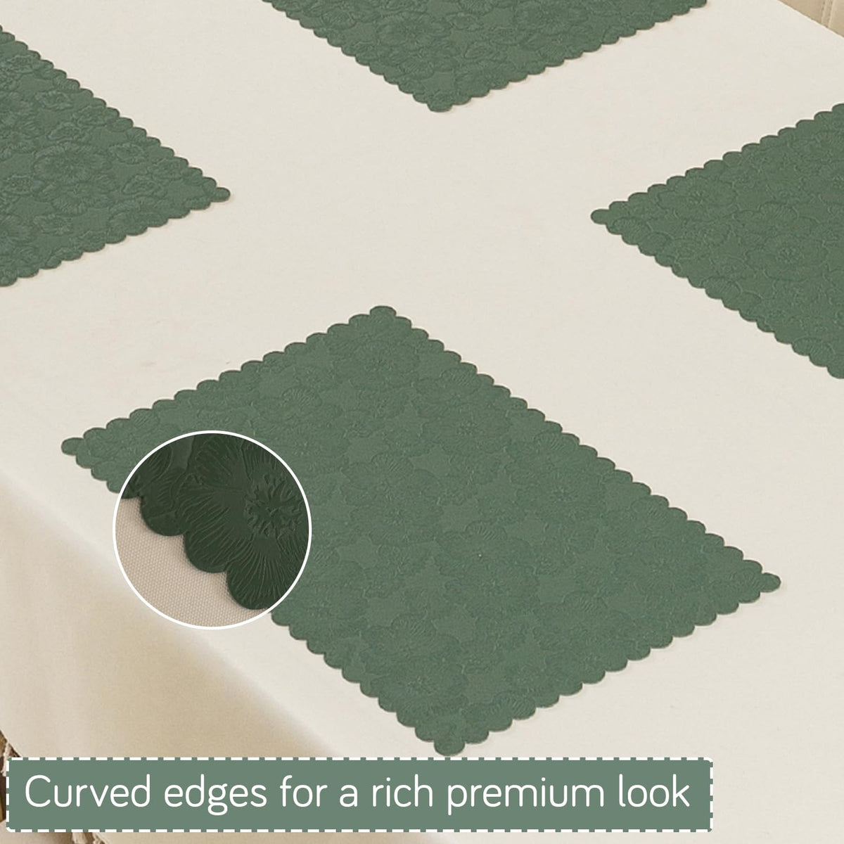 Florista Blush Royal Luxe Faux Leather Mats for Dining Table - Sage Green