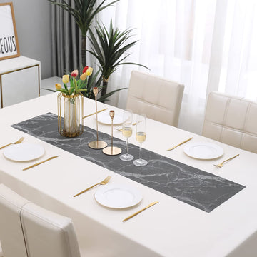 Buy Abstract Black Colour PVC Table Runner Online - HOKIPO | Har Ghar Ka Humsafar