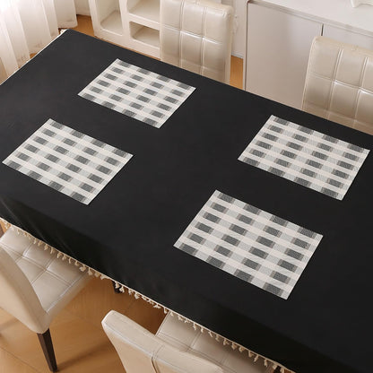 Classic Checks PVC Washable Mats for Dining Table - Sable Black