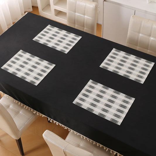 Classic Checks PVC Washable Mats for Dining Table - Sable Black