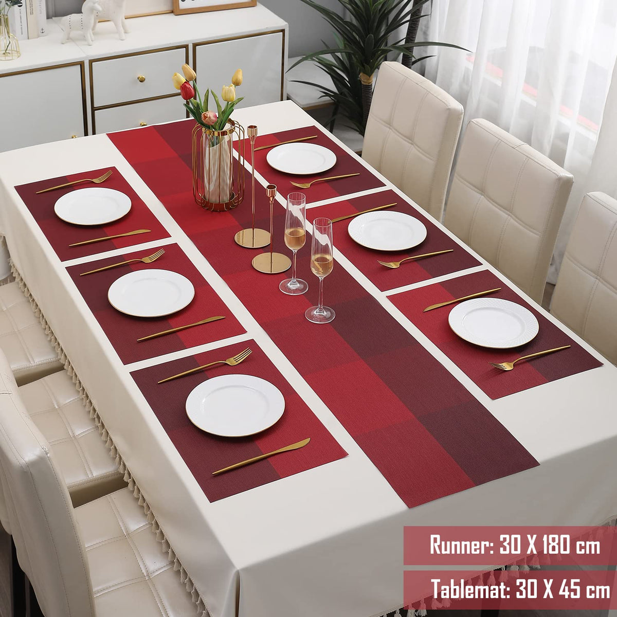 PVC Dining Table Mats, Red