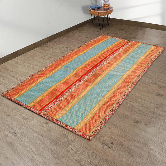 Eco-Friendly Madurkathi Handmade Foam Chatai for Sleeping on Floor | Floor Mats for Home 6x3 Feet,Red