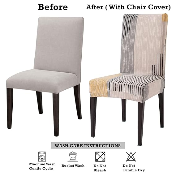 Before and after using stretchable dining chair covers for dining chairs