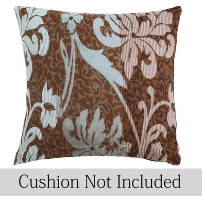 HOKIPO Stretchable Pack of 2 Cushion Cover 16x16, Rich Chocolate Damask Floral