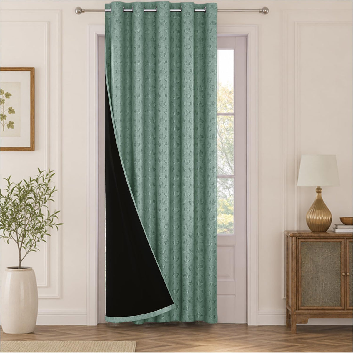 HOKIPO Palmea True Blackout Curtains, 7 Feet Long - Sage Green - image 2
