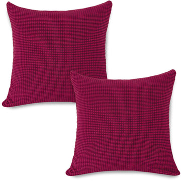 Premium Maroon Colour Grid Texture Jacquard Cushion Cover | 18x18 Inch Size