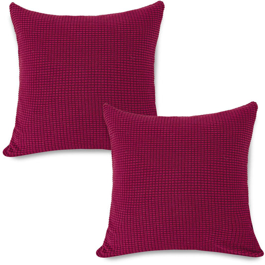 Premium Maroon Colour Grid Texture Jacquard Cushion Cover | 18x18 Inch Size