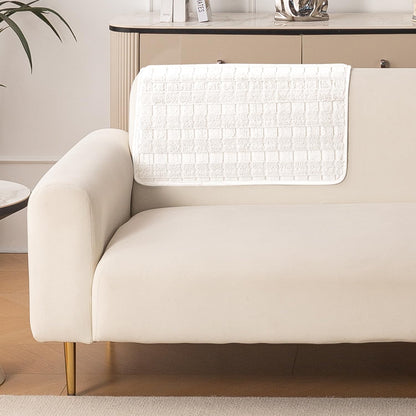Premium Plush Anti Slip Sofa Cover Mat, White