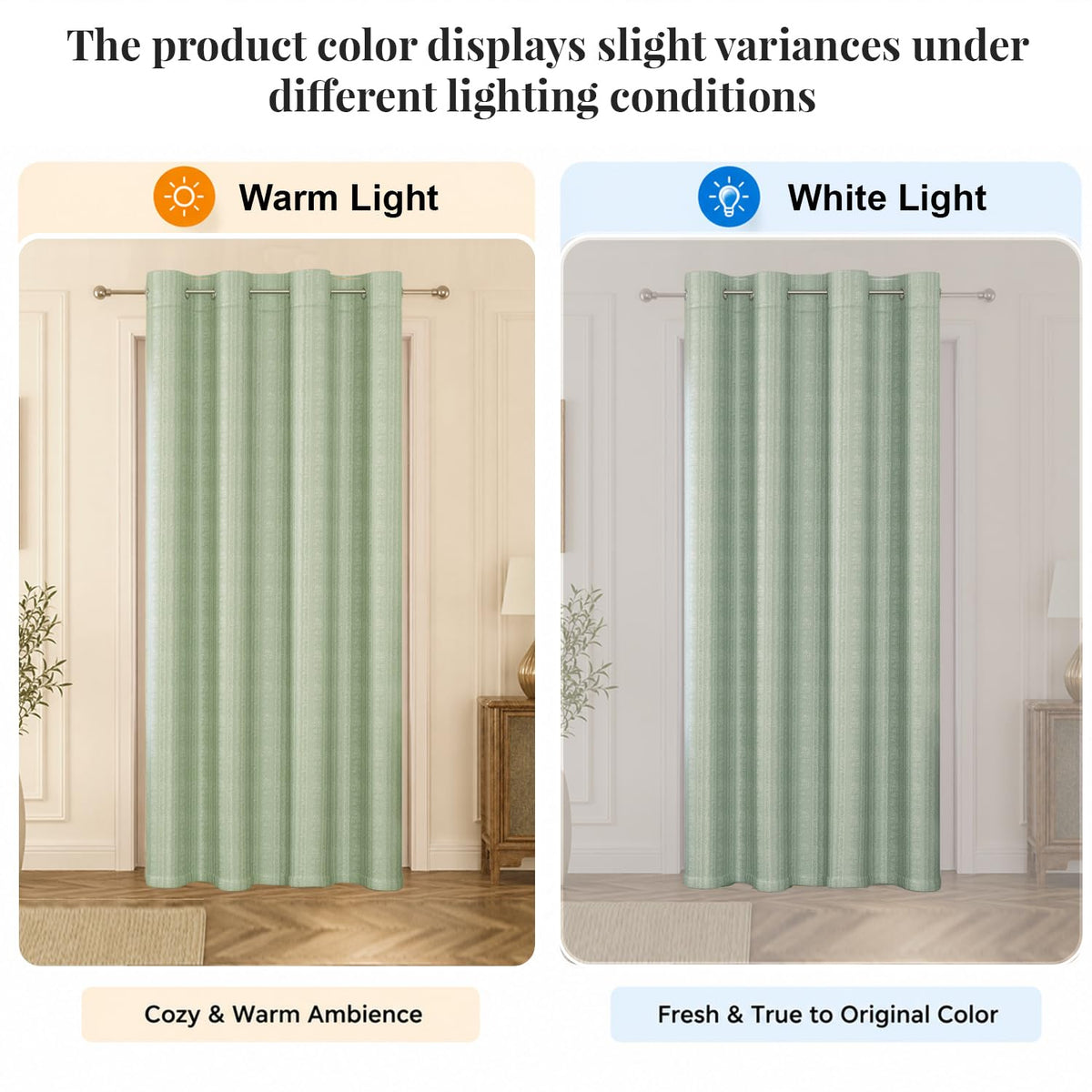 HOKIPO Royal Blend Eyelet Curtains, 7 Feet Long - Sage Green - image 6