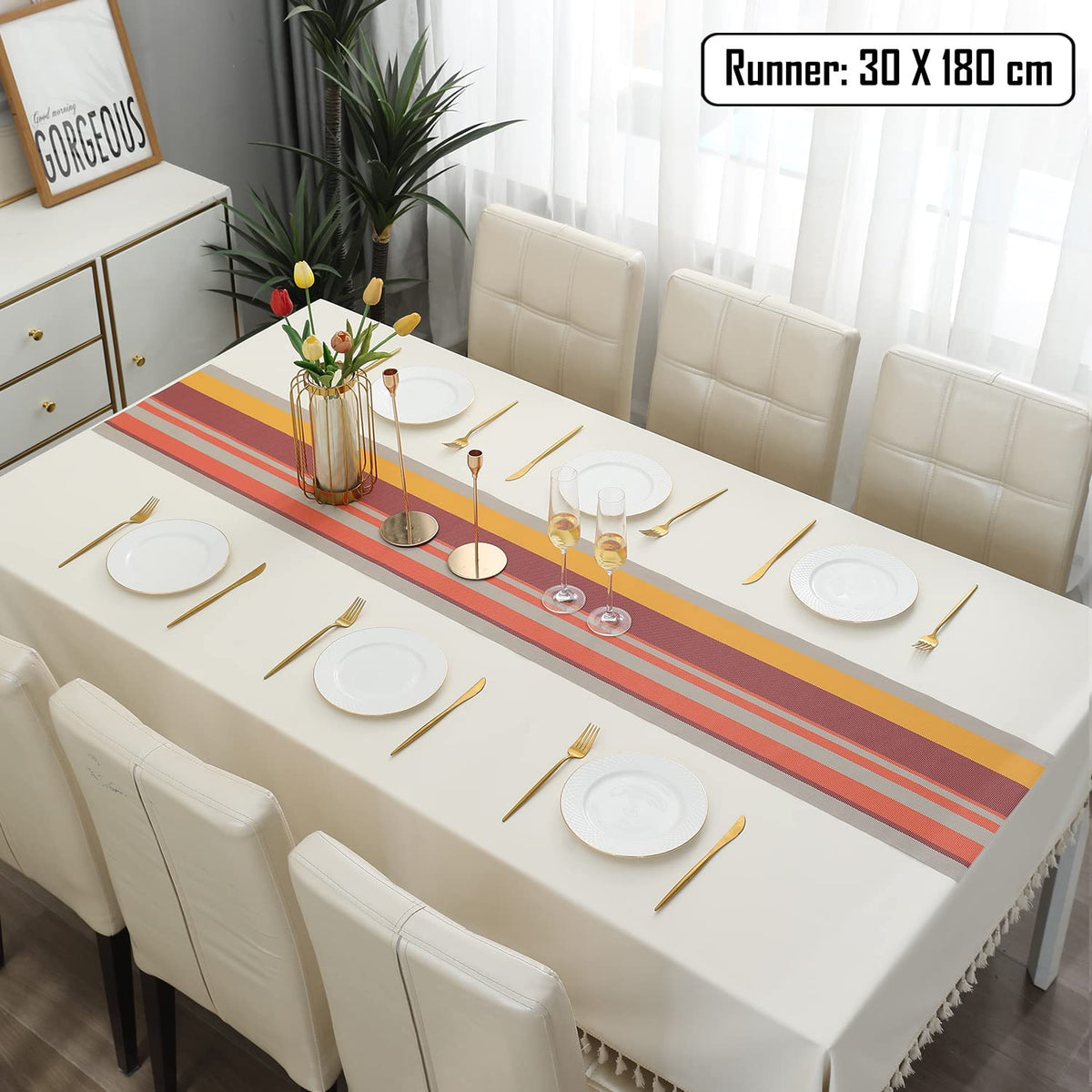 Buy Multicolour PVC Table Runner for 6 Seater (30x180cm) | HOKIPO