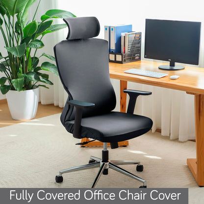 Office Chair Cover with Headrest and Stretchable Chair Seat Covers, Smokey Grey