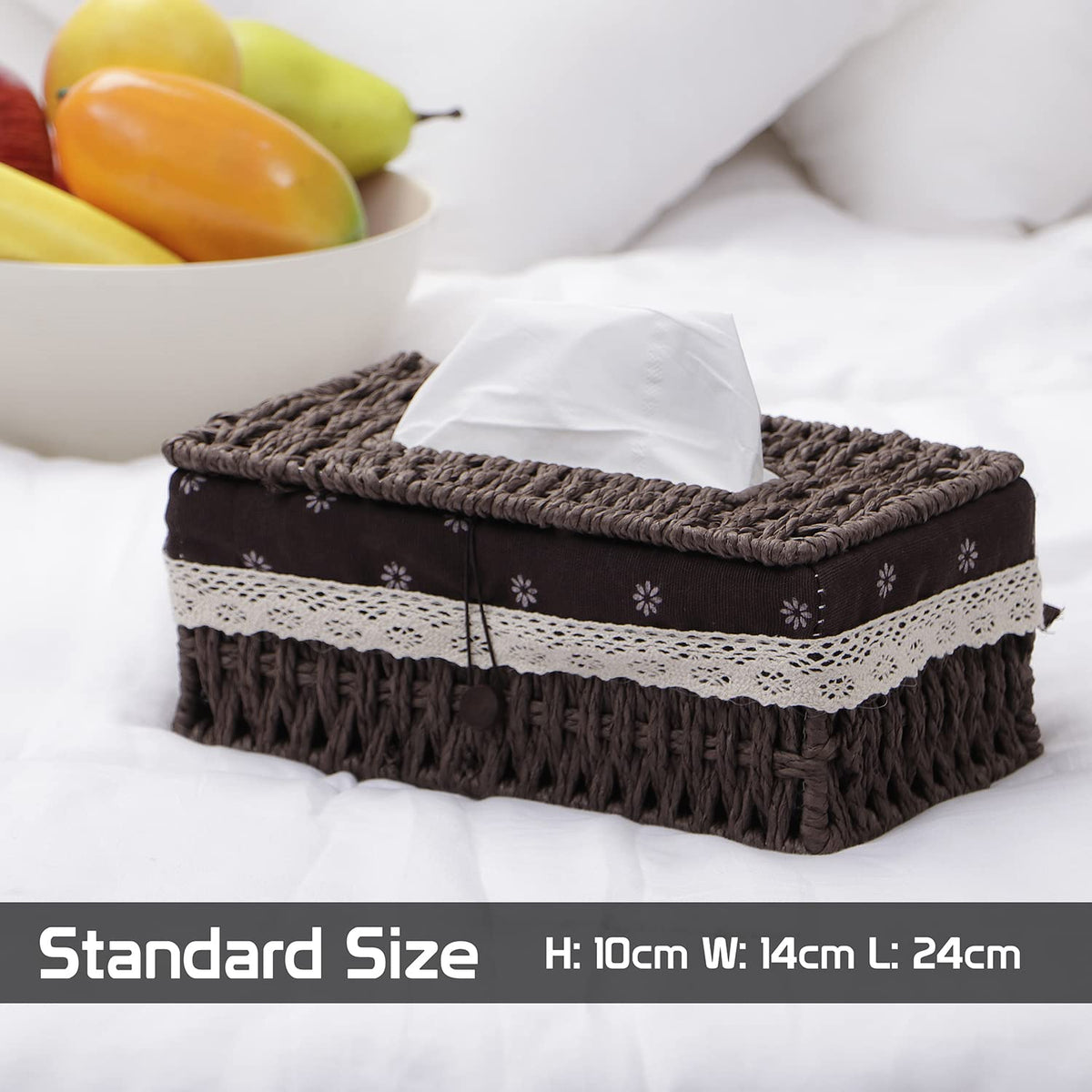 Buy brown handwoven eco-friendly tissue holder | HOKIPO