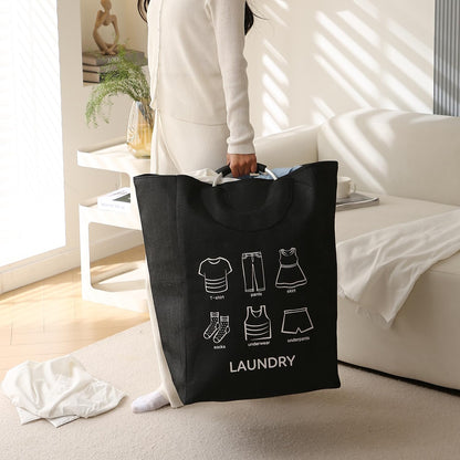 Folding Laundry Bag for Clothes Hamper Basket, Collapsible Storage Basket, Black