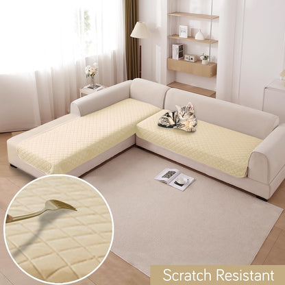 HOKIPO Waterproof Quilted Quick Dry L Shape Sofa Seat Cover Mat, Beige