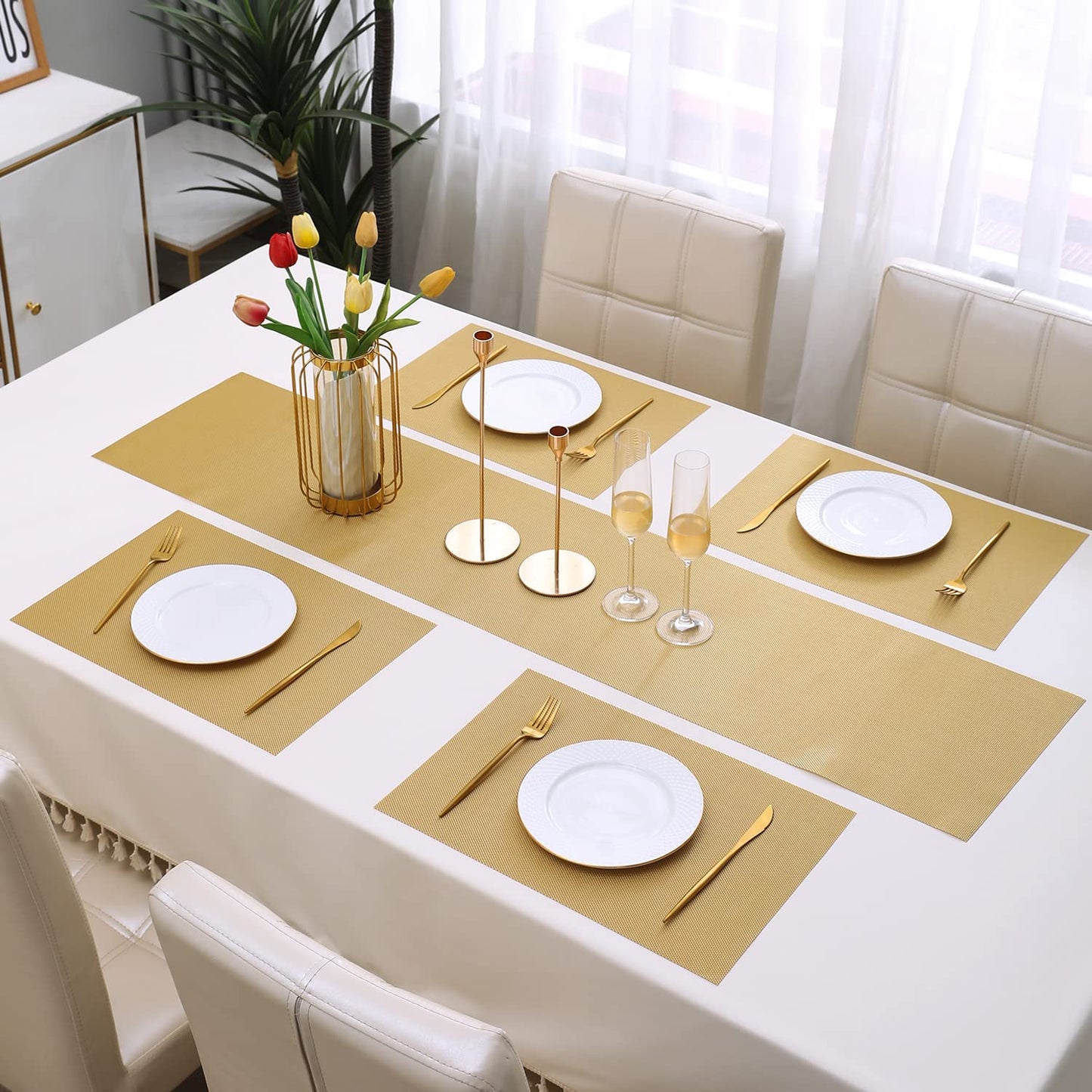 PVC Dining Table Mats, Golden