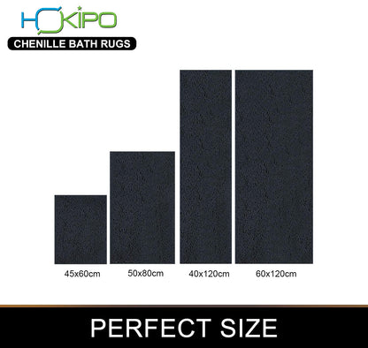 Chenille Luxury Bath Rug, Extra Soft And Absorbent Large Bathroom, Charcoal Grey