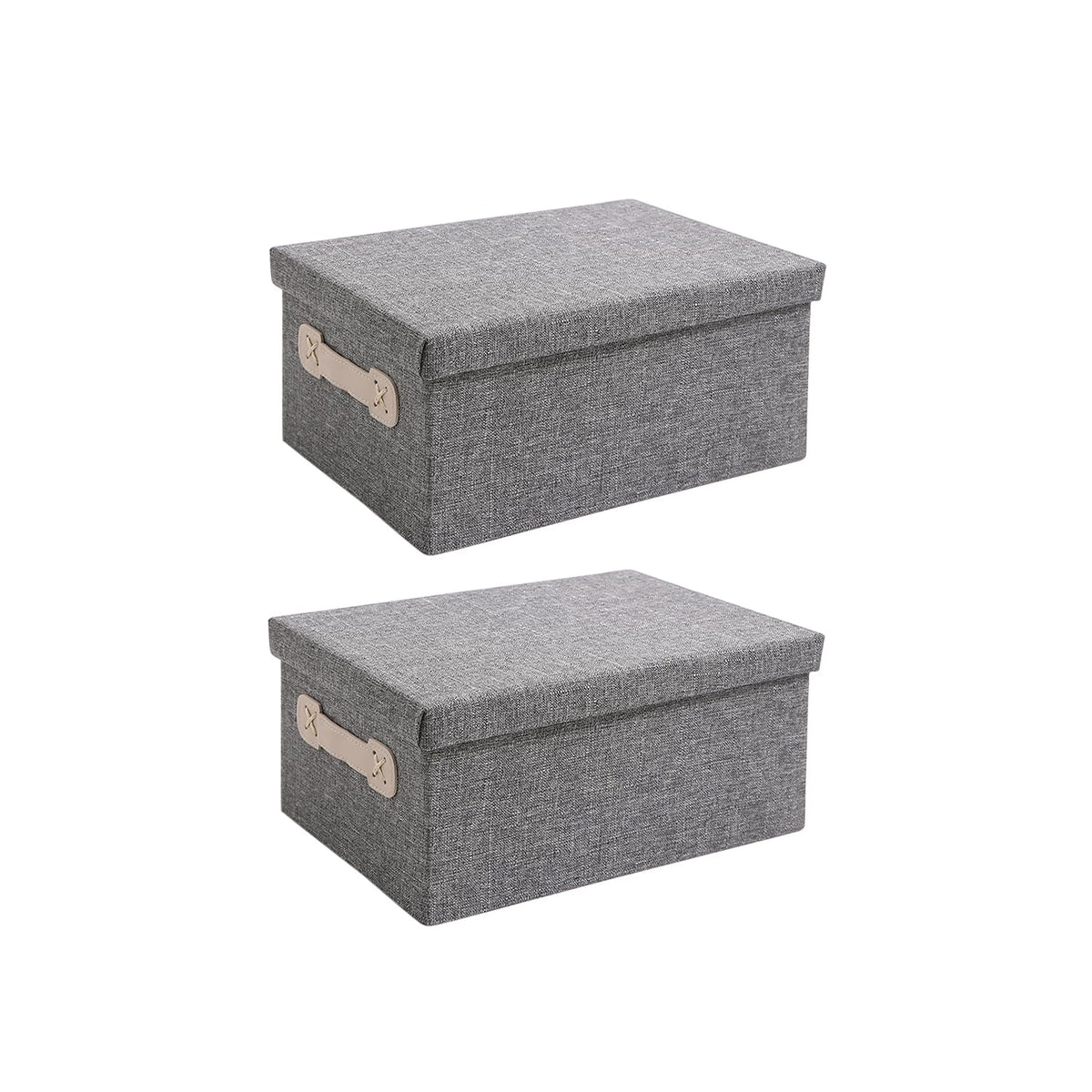 Organisers Storage Box with Lid, Grey, Pack of 2