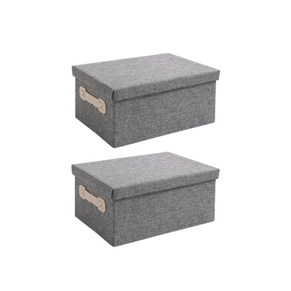 Organisers Storage Box with Lid, Grey, Pack of 1/2