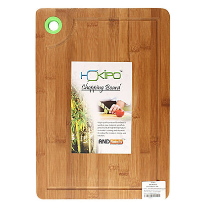 Large & Thick Bamboo Wood Chopping Board with Drip Groove and Finger Hole Large (Brown, 40x28 x1.5 cm)