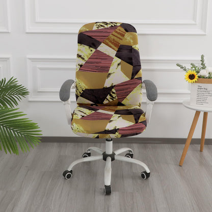 HOKIPO 140gsm Stretchable Office Chair Cover, Wine Abstract Geometry - Medium / Large