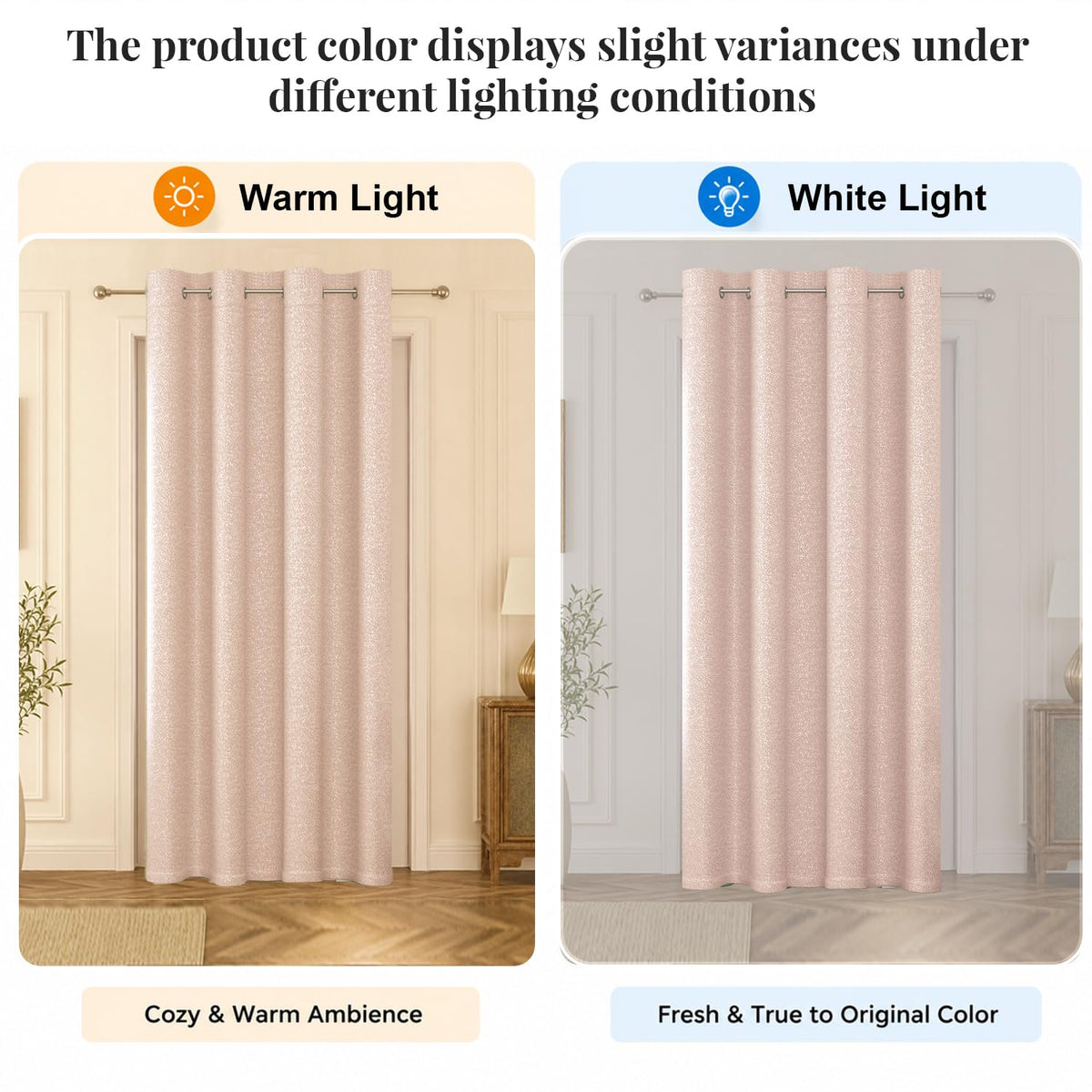 HOKIPO Eden Eyelet Curtains, 7 Feet Long - Blush Pink - image 6