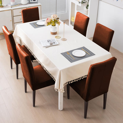 Elastic Stretchable Premium Velvet Dining Chair Cover, Rustic Brown