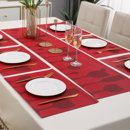 PVC Dining Table Mats, Cherry Red