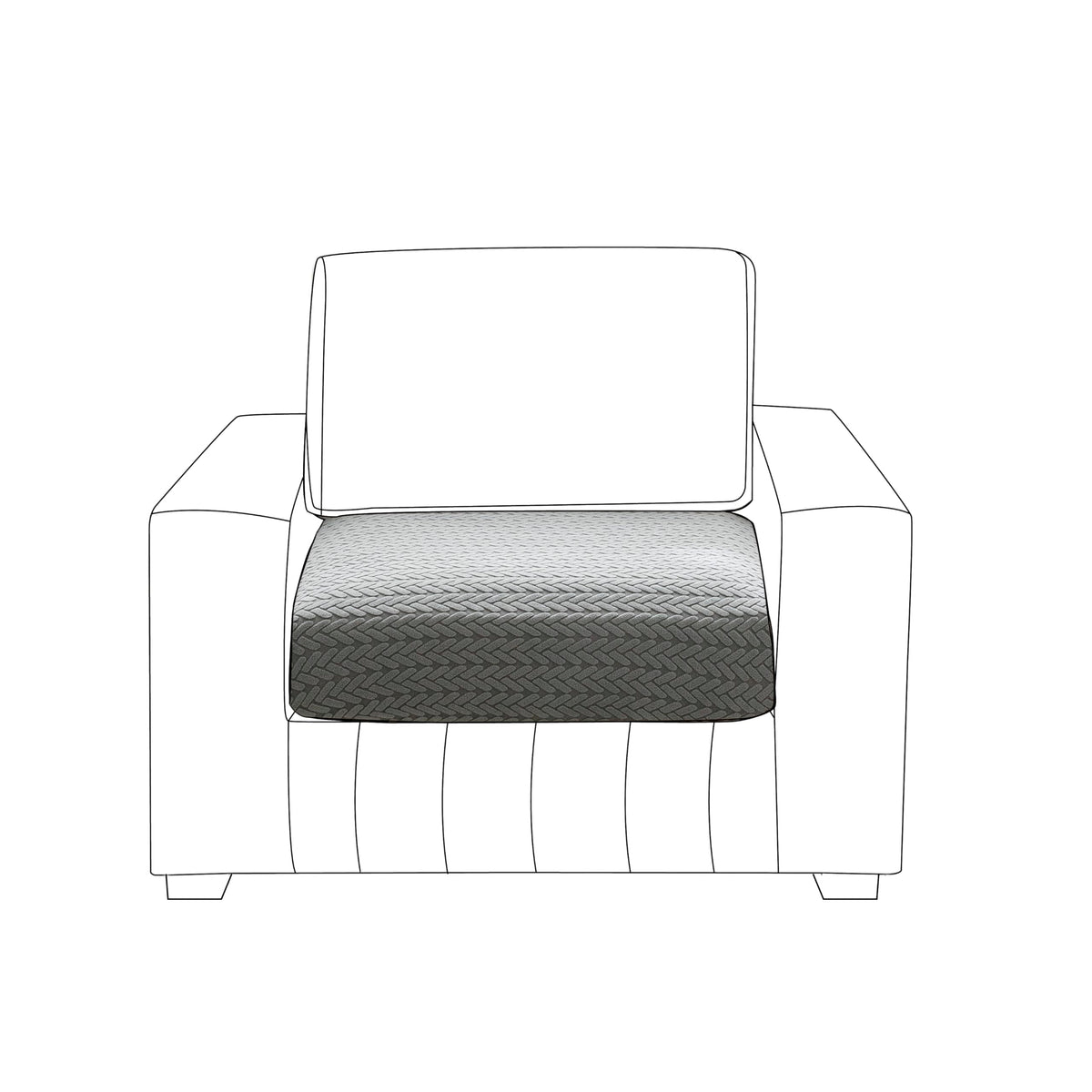 Stretchable Thick Jacquard Textured Seat Couch Cushion Cover for 1/2/3 Seaters, Dark Grey