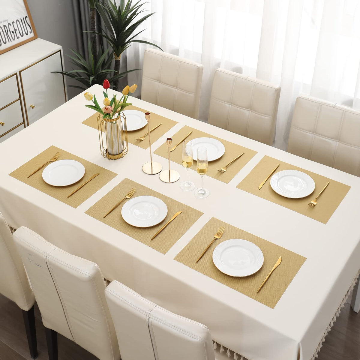PVC Dining Table Mats, Golden