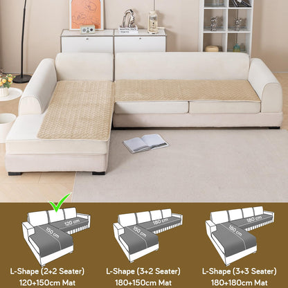 Diamond Plush Premium Quilted L Shape Sofa Cover Seat Mat, Beige