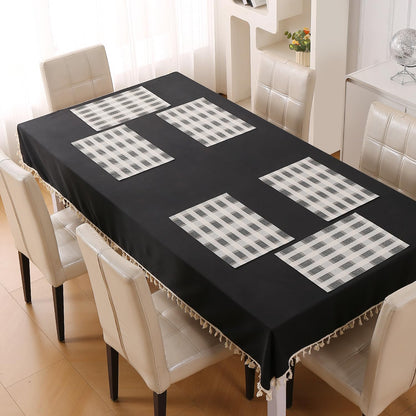 Classic Checks PVC Washable Mats for Dining Table - Sable Black