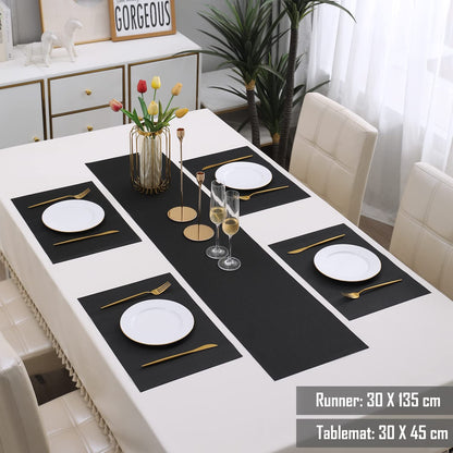 PVC Dining Table Mats, Jet Black