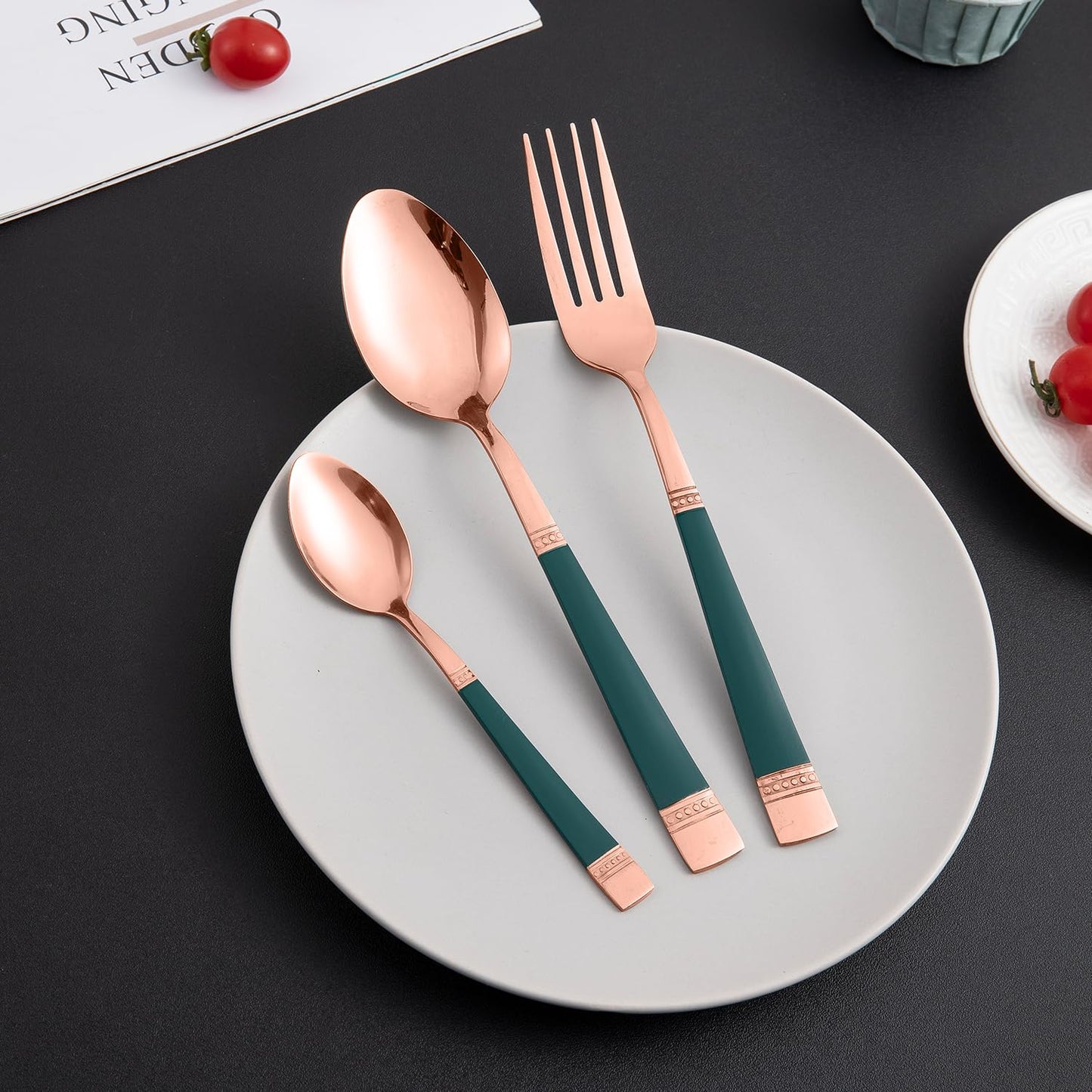 Cutlery Set of 18 / 24 Pcs Stainless Steel Flatware Set, Mirror Finish - Rose Gold